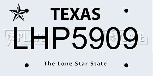 LHP5909 Texas License Plate