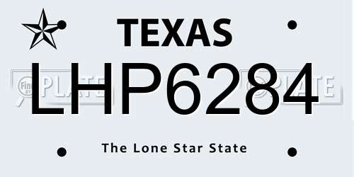 LHP6284 Texas License Plate