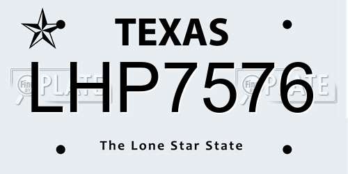 LHP7576 Texas License Plate