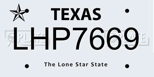 LHP7669 Texas License Plate