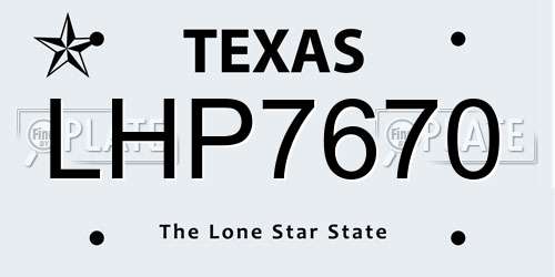 LHP7670 Texas License Plate