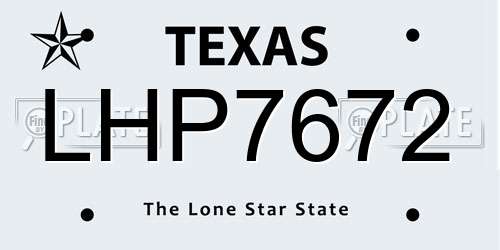 LHP7672 Texas License Plate