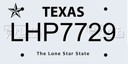 LHP7729 Texas License Plate