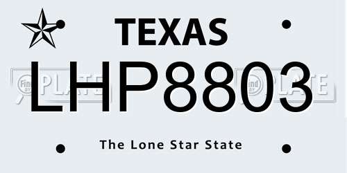 LHP8803 Texas License Plate