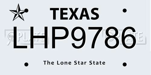 LHP9786 Texas License Plate