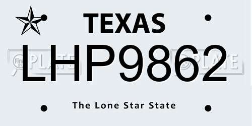 LHP9862 Texas License Plate