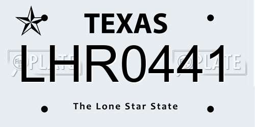 LHR0441 Texas License Plate