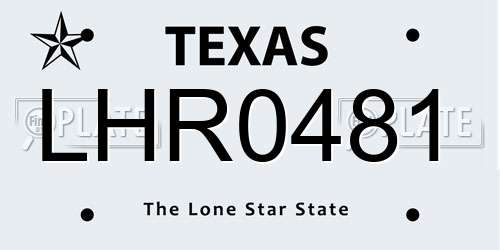LHR0481 Texas License Plate