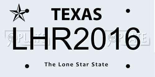LHR2016 Texas License Plate
