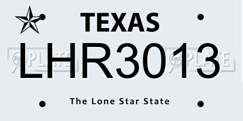 LHR3013 Texas License Plate