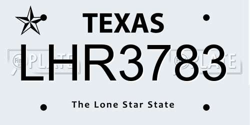LHR3783 Texas License Plate