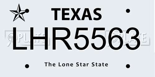 LHR5563 Texas License Plate