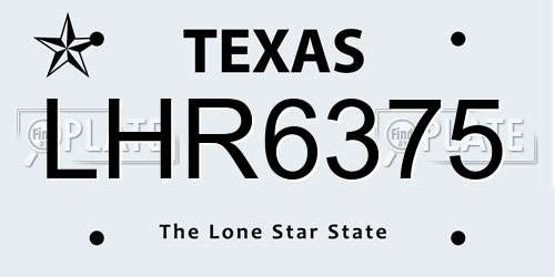 LHR6375 Texas License Plate