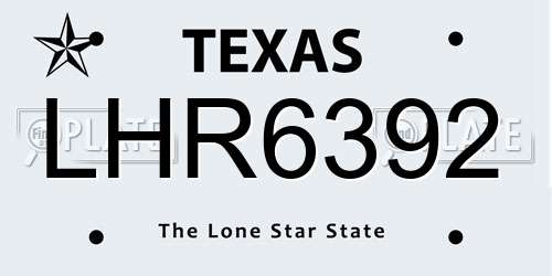 LHR6392 Texas License Plate