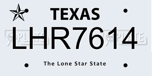 LHR7614 Texas License Plate