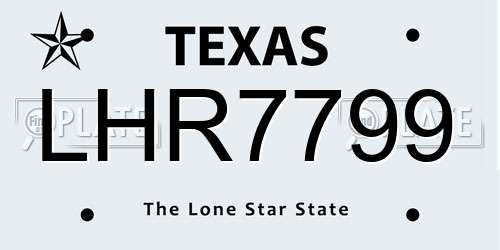 LHR7799 Texas License Plate