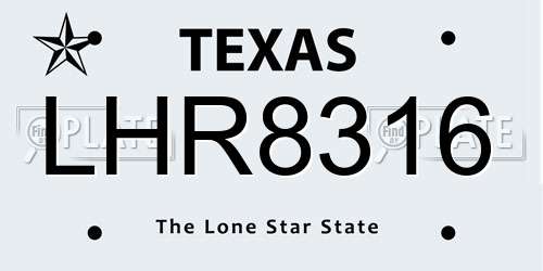 LHR8316 Texas License Plate