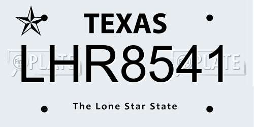 LHR8541 Texas License Plate
