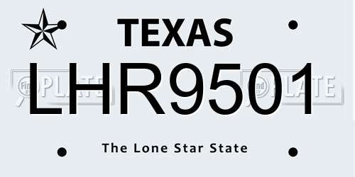 LHR9501 Texas License Plate