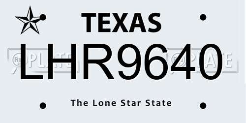 LHR9640 Texas License Plate