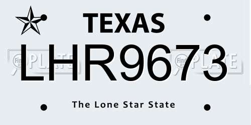 LHR9673 Texas License Plate