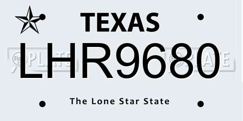 LHR9680 Texas License Plate