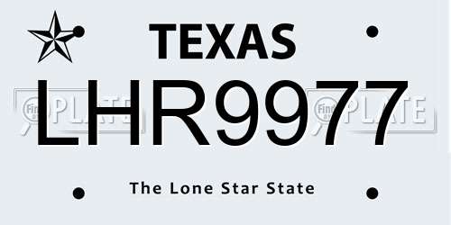 LHR9977 Texas License Plate