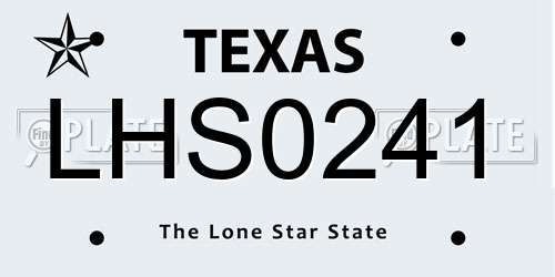 LHS0241 Texas License Plate