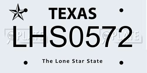 LHS0572 Texas License Plate