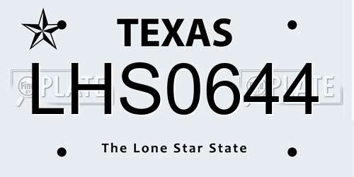 LHS0644 Texas License Plate