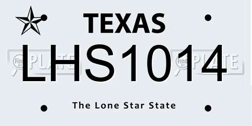 LHS1014 Texas License Plate
