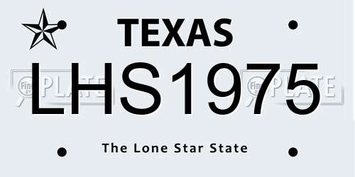 LHS1975 Texas License Plate