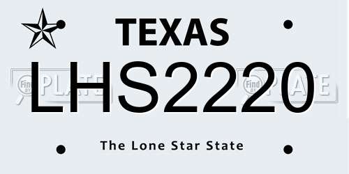 LHS2220 Texas License Plate