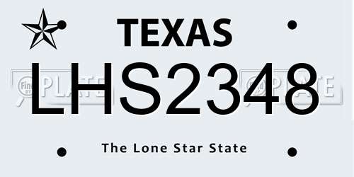 LHS2348 Texas License Plate