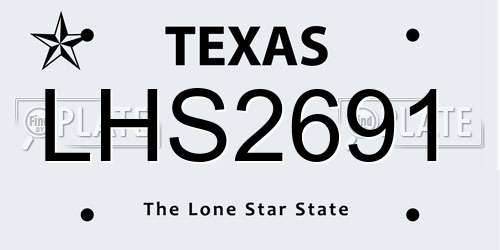 LHS2691 Texas License Plate