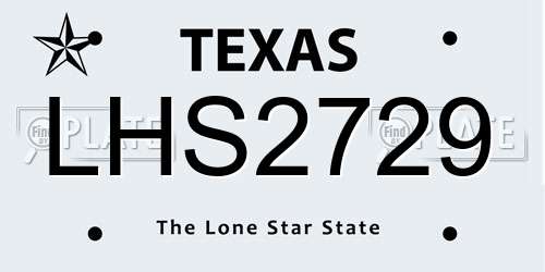 LHS2729 Texas License Plate