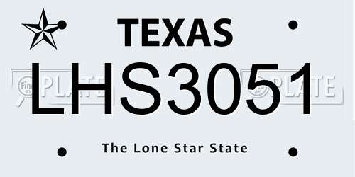 LHS3051 Texas License Plate