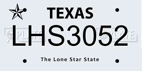 LHS3052 Texas License Plate
