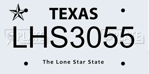 LHS3055 Texas License Plate