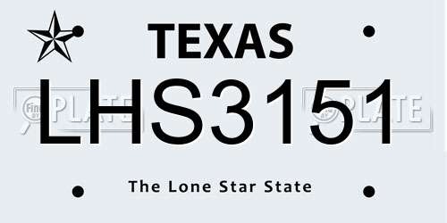LHS3151 Texas License Plate