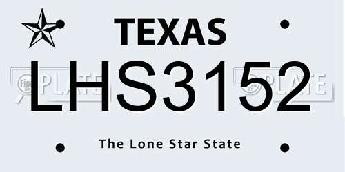 LHS3152 Texas License Plate