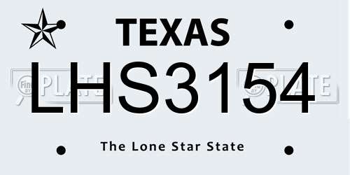 LHS3154 Texas License Plate
