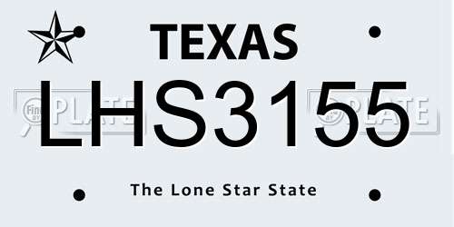 LHS3155 Texas License Plate