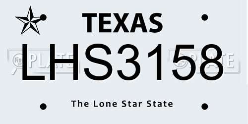 LHS3158 Texas License Plate