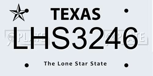 LHS3246 Texas License Plate