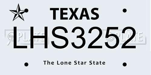 LHS3252 Texas License Plate