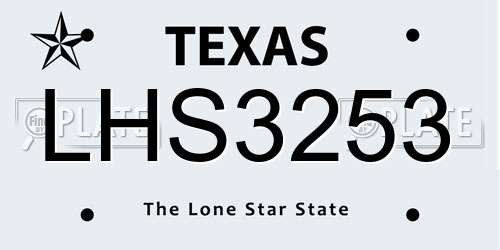 LHS3253 Texas License Plate