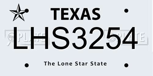 LHS3254 Texas License Plate