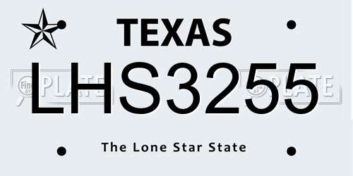 LHS3255 Texas License Plate