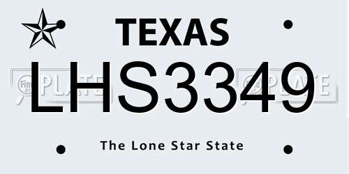 LHS3349 Texas License Plate